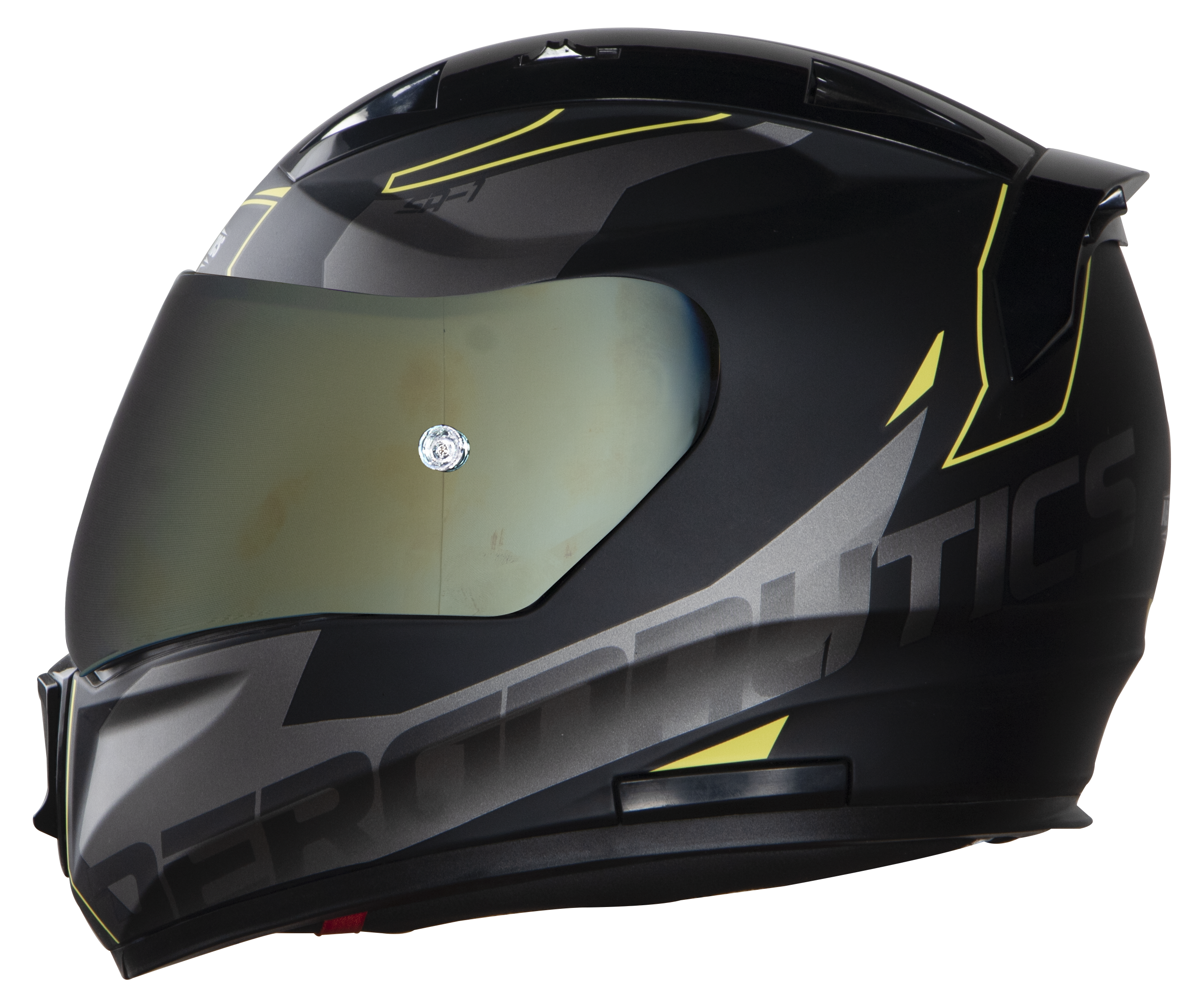 SA-1 RTW Mat Black/Yellow With Anti-Fog Shield Gold Chrome Visor(Fitted With Clear Visor Extra Gold Chrome Anti-Fog Shield Visor Free)